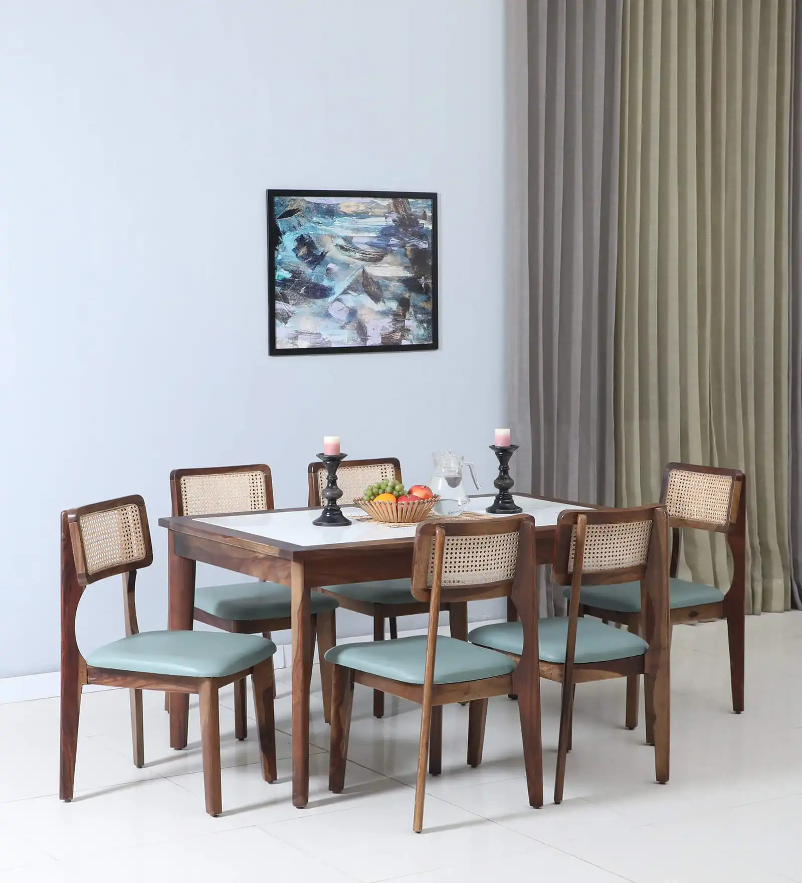 6 seater Dining set. with Caning_compressed