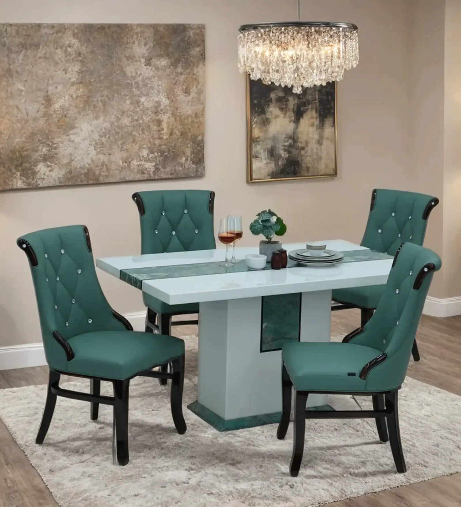Upholstery chairs with dining set