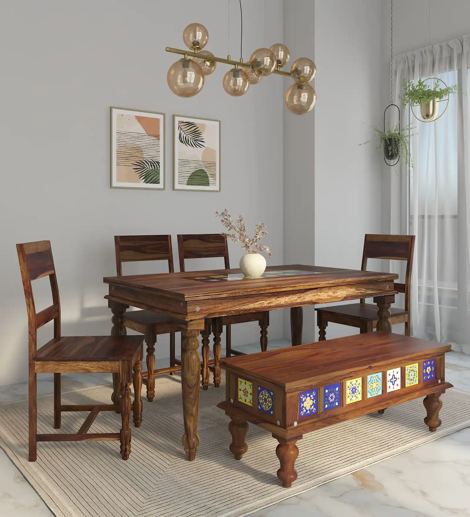 Wooden Dining set with bench_compressed